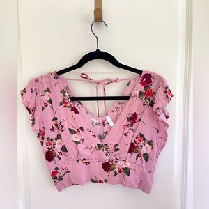 Xhilaration Floral Crop Top, Large